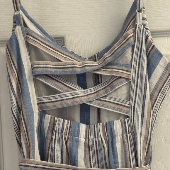 Cotten Blue Summer Maxi Dress with pockets M/L - Picture 3 of 10